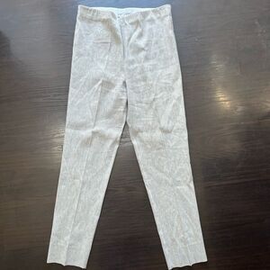 SARA CAMPBELL Sheri Linen Blend Pants High Rise Slim Leg Pull On Flat Front Sz L